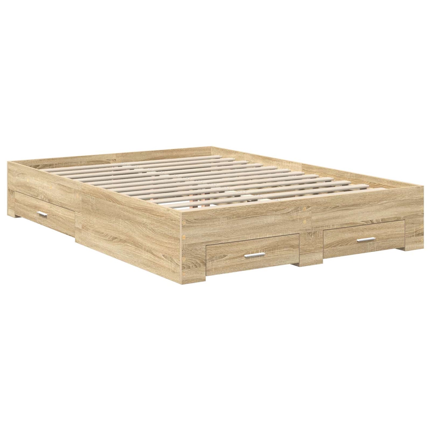 vidaXL Bed Frame with Drawer Sonoma Oak 135 x 190 cm Engineered Wood