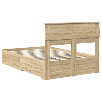 vidaXL Bed Frame with Drawer Sonoma Oak 135 x 190 cm Engineered Wood