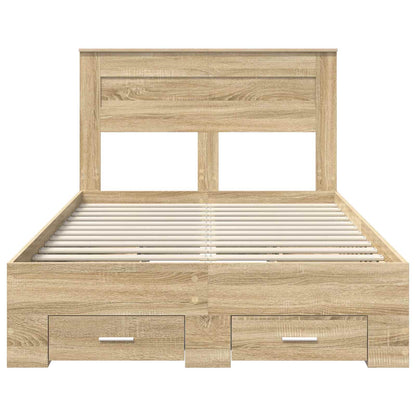 vidaXL Bed Frame with Drawer Sonoma Oak 135 x 190 cm Engineered Wood