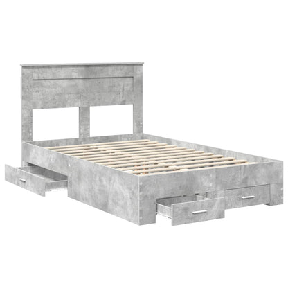 vidaXL Bed Frame Concrete Grey 135 x 190 cm Engineered Wood