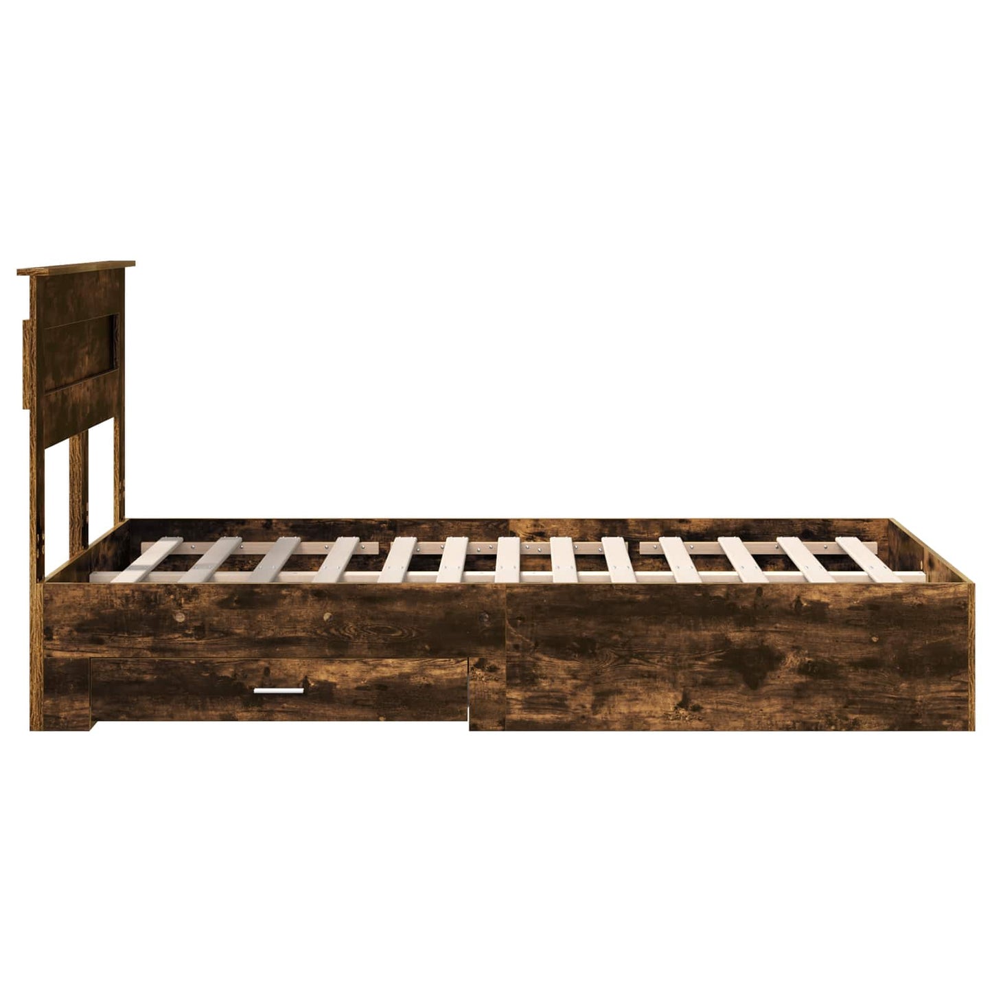 vidaXL Bed Frame with Drawer Smoked Oak 135 x 190 cm Engineered Wood