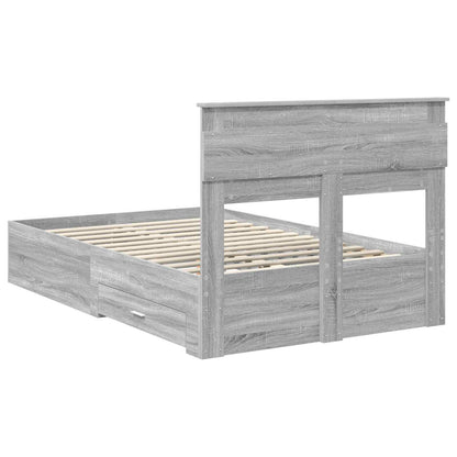 vidaXL Bed Frame with Drawer Grey Sonoma 120 x 190 cm Engineered Wood