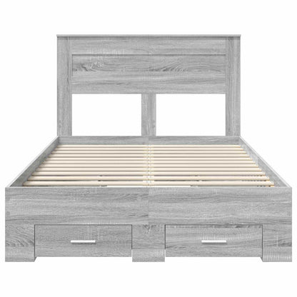 vidaXL Bed Frame with Drawer Grey Sonoma 120 x 190 cm Engineered Wood