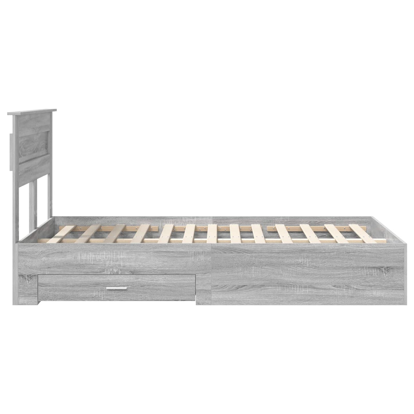 vidaXL Bed Frame with Drawer Grey Sonoma 120 x 190 cm Engineered Wood