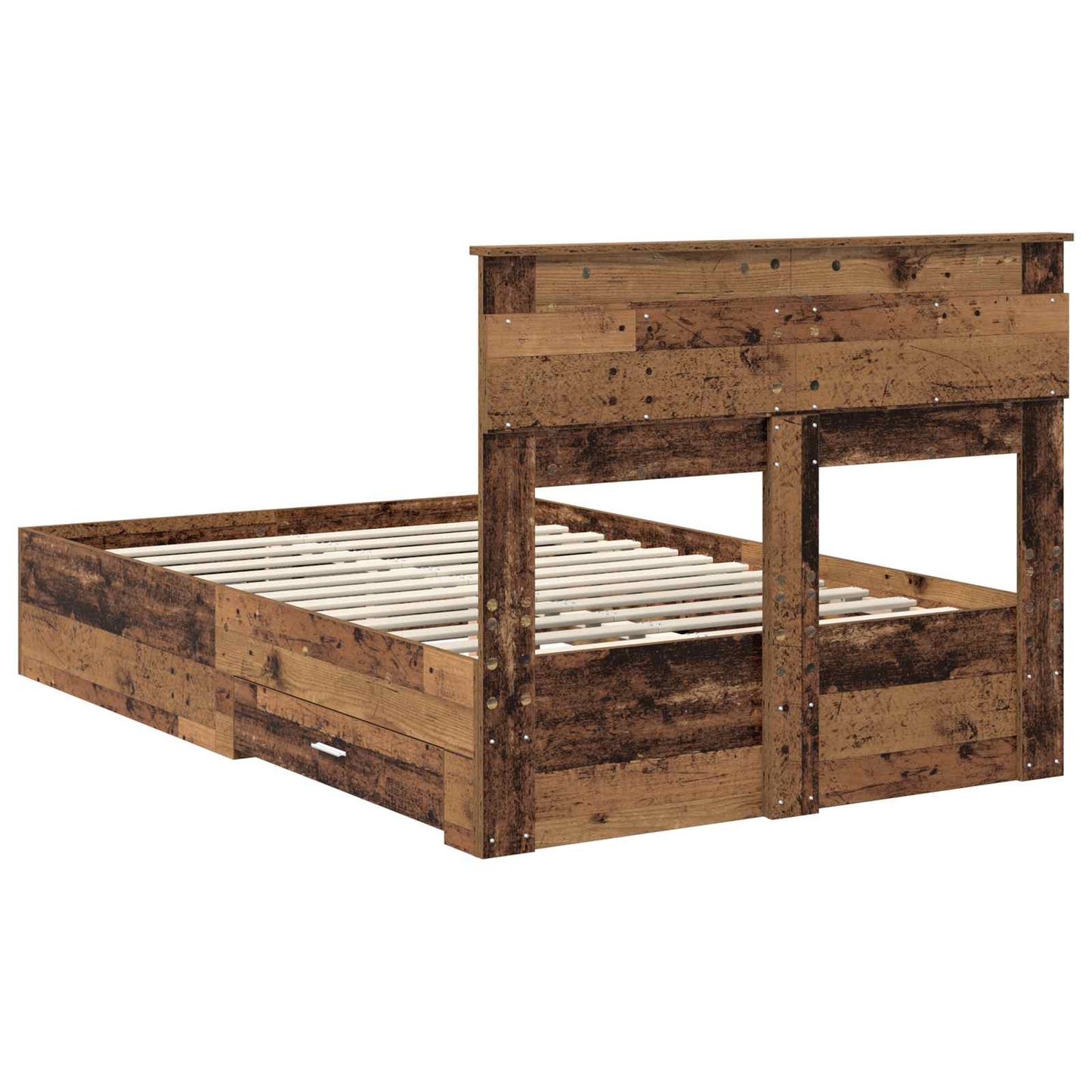 vidaXL Bed Frame with Headboard Old Wood 120 x 190 cm Engineered Wood