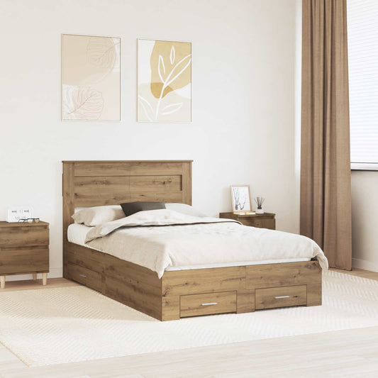 vidaXL Bed Frame with Drawer with Headboard Manual Engineered Wood
