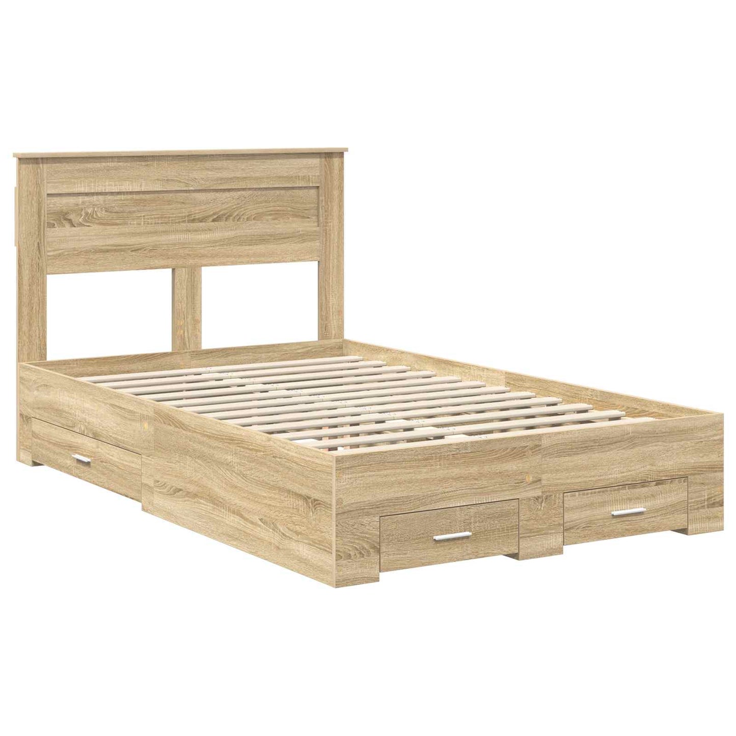 vidaXL Bed Frame with Drawer Sonoma Oak 120 x 200 cm Engineered Wood