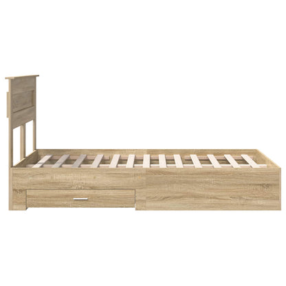 vidaXL Bed Frame with Drawer Sonoma Oak 120 x 200 cm Engineered Wood