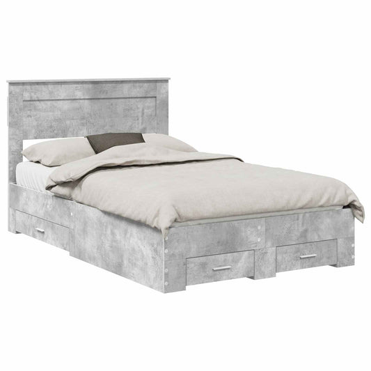 vidaXL Bed Frame Concrete Grey 120 x 200 cm Engineered Wood