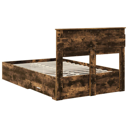 vidaXL Bed Frame with Drawer Smoked Oak 120 x 200 cm Engineered Wood