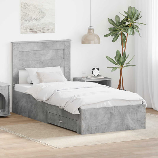 vidaXL Bed Frame Concrete Grey 100 x 200 cm Engineered Wood