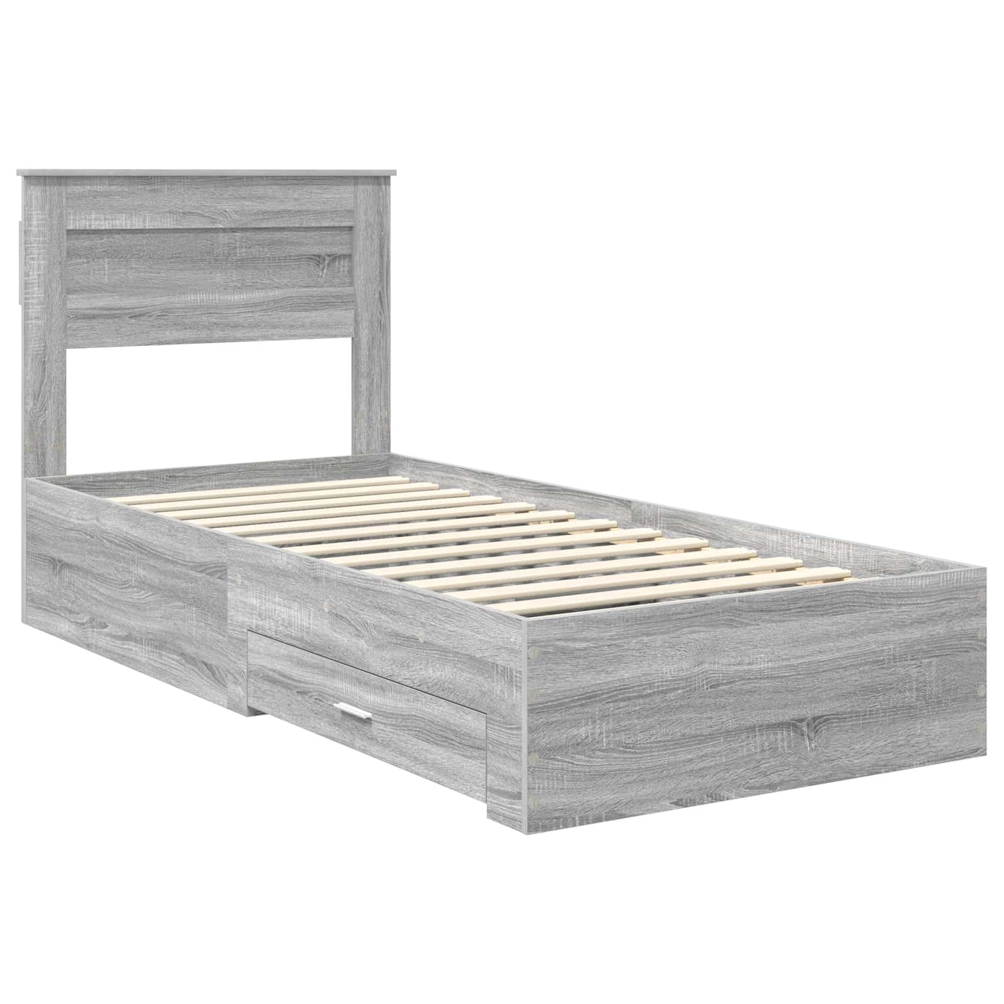 vidaXL Bed Frame with Drawer Grey Sonoma 100 x 200 cm Engineered Wood