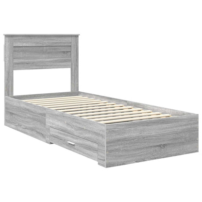 vidaXL Bed Frame with Drawer Grey Sonoma 100 x 200 cm Engineered Wood