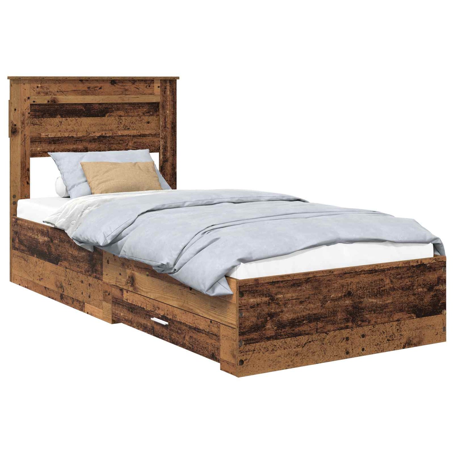 vidaXL Bed Frame with Headboard Old Wood 100 x 200 cm Engineered Wood