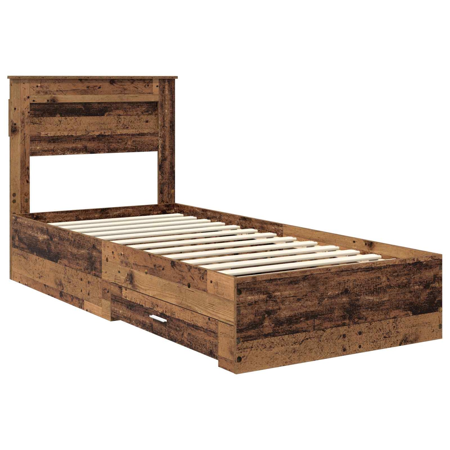 vidaXL Bed Frame with Headboard Old Wood 100 x 200 cm Engineered Wood