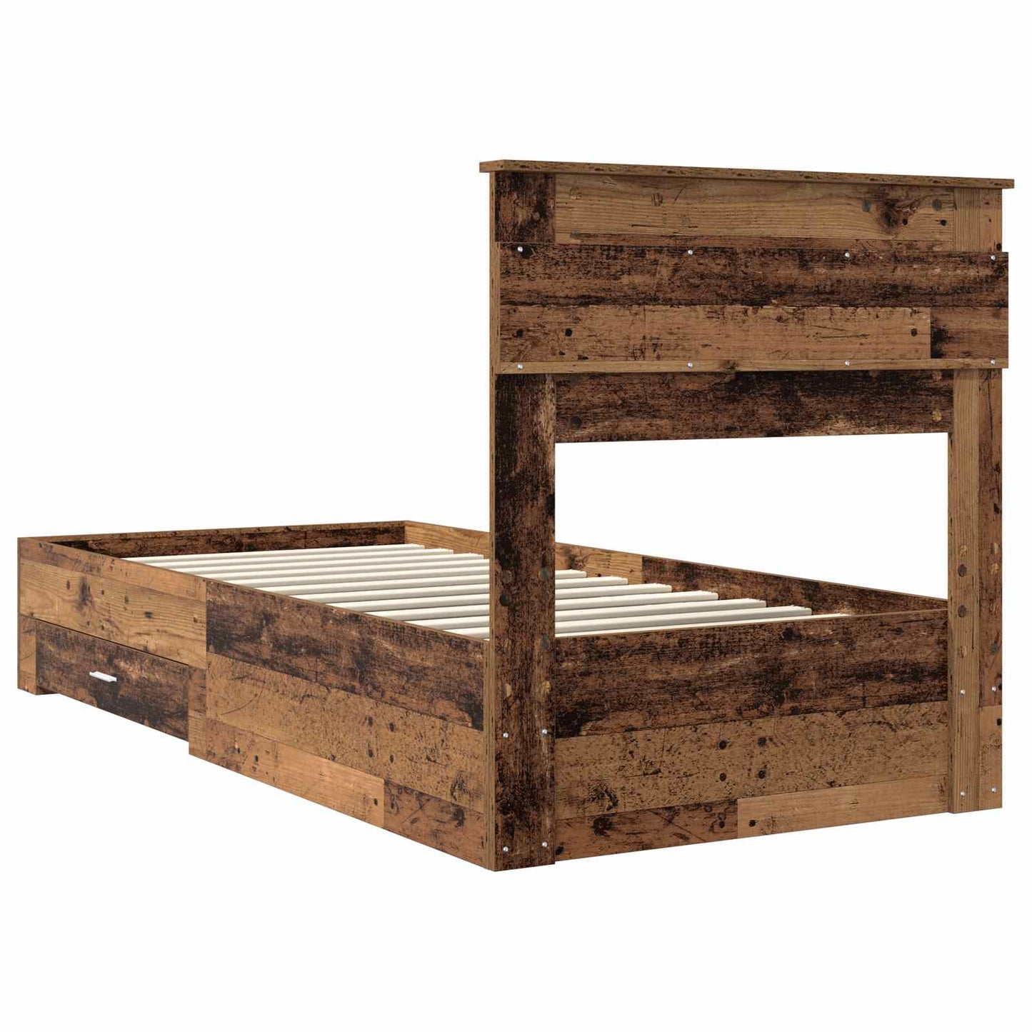 vidaXL Bed Frame with Headboard Old Wood 100 x 200 cm Engineered Wood