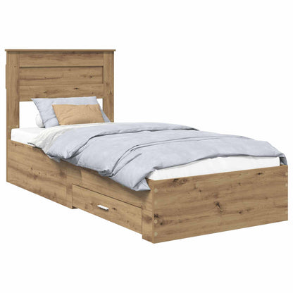 vidaXL Bed Frame with Drawer Artisan Oak 100 x 200 cm Engineered Wood