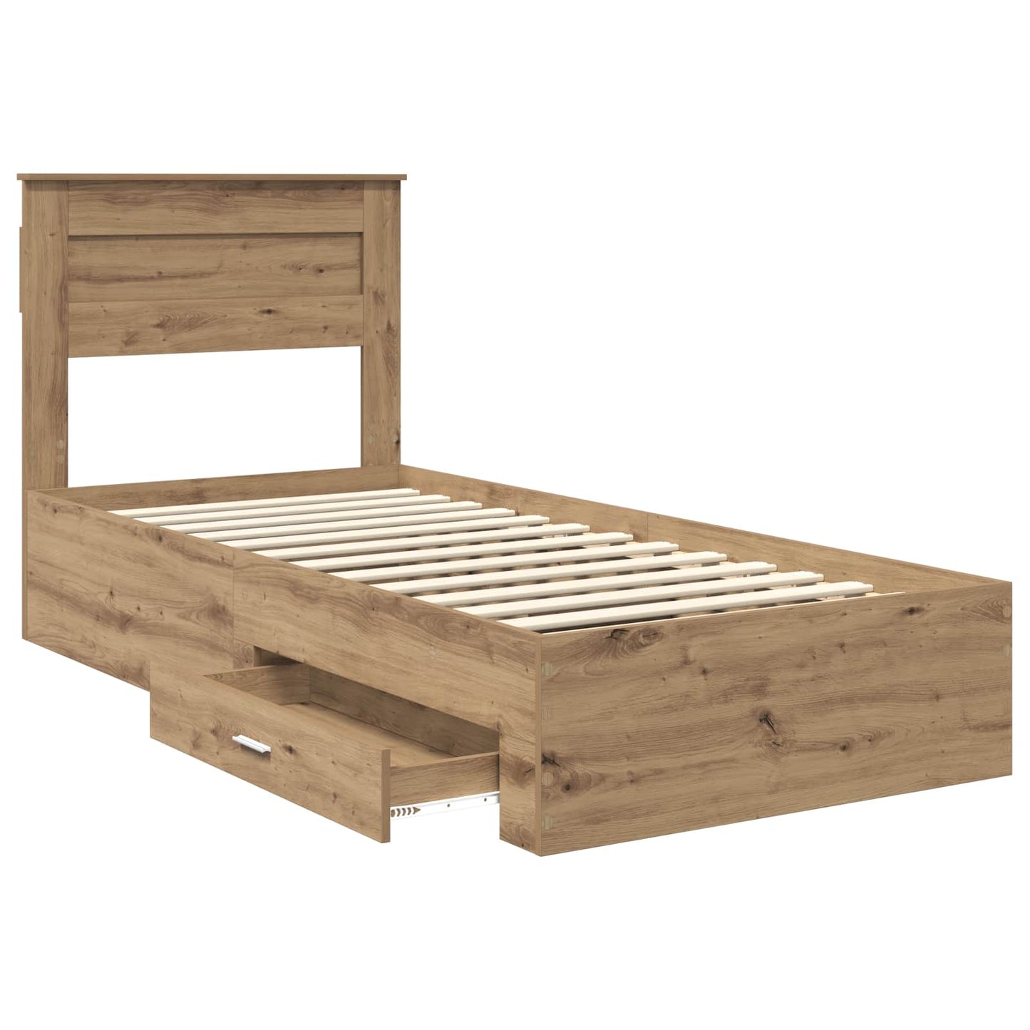 vidaXL Bed Frame with Drawer Artisan Oak 100 x 200 cm Engineered Wood
