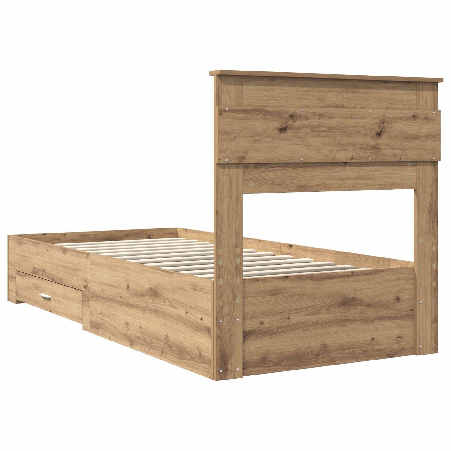 vidaXL Bed Frame with Drawer Artisan Oak 100 x 200 cm Engineered Wood