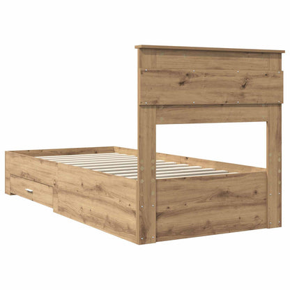 vidaXL Bed Frame with Drawer Artisan Oak 100 x 200 cm Engineered Wood