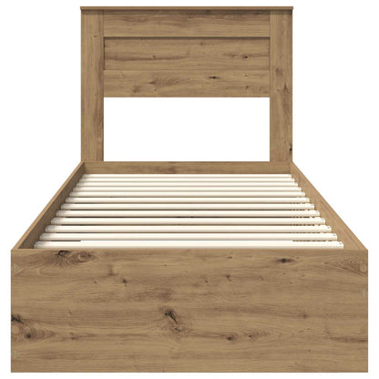 vidaXL Bed Frame with Drawer Artisan Oak 100 x 200 cm Engineered Wood