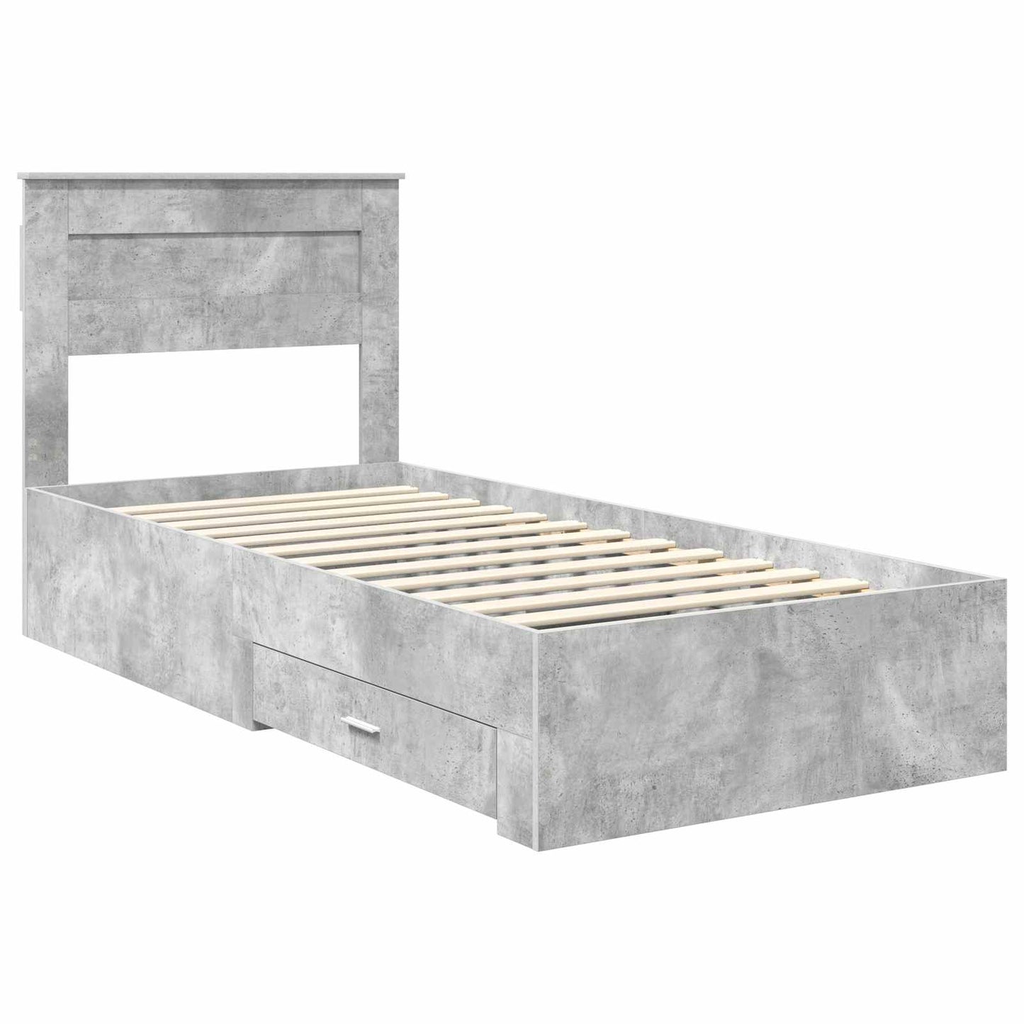 vidaXL Bed Frame with Drawer Concrete Grey 90 x 190 cm Engineered Wood