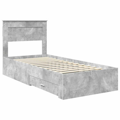 vidaXL Bed Frame with Drawer Concrete Grey 90 x 190 cm Engineered Wood