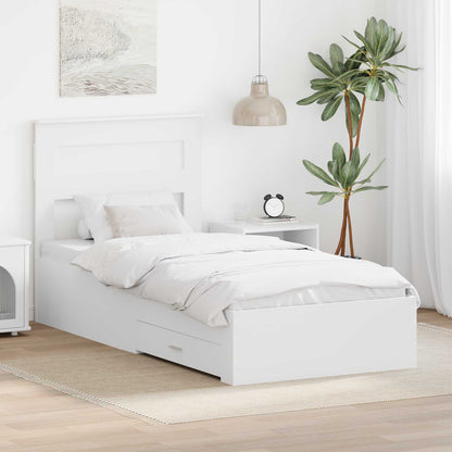 vidaXL Bed Frame with Headboard White 90 x 200 cm Engineered Wood