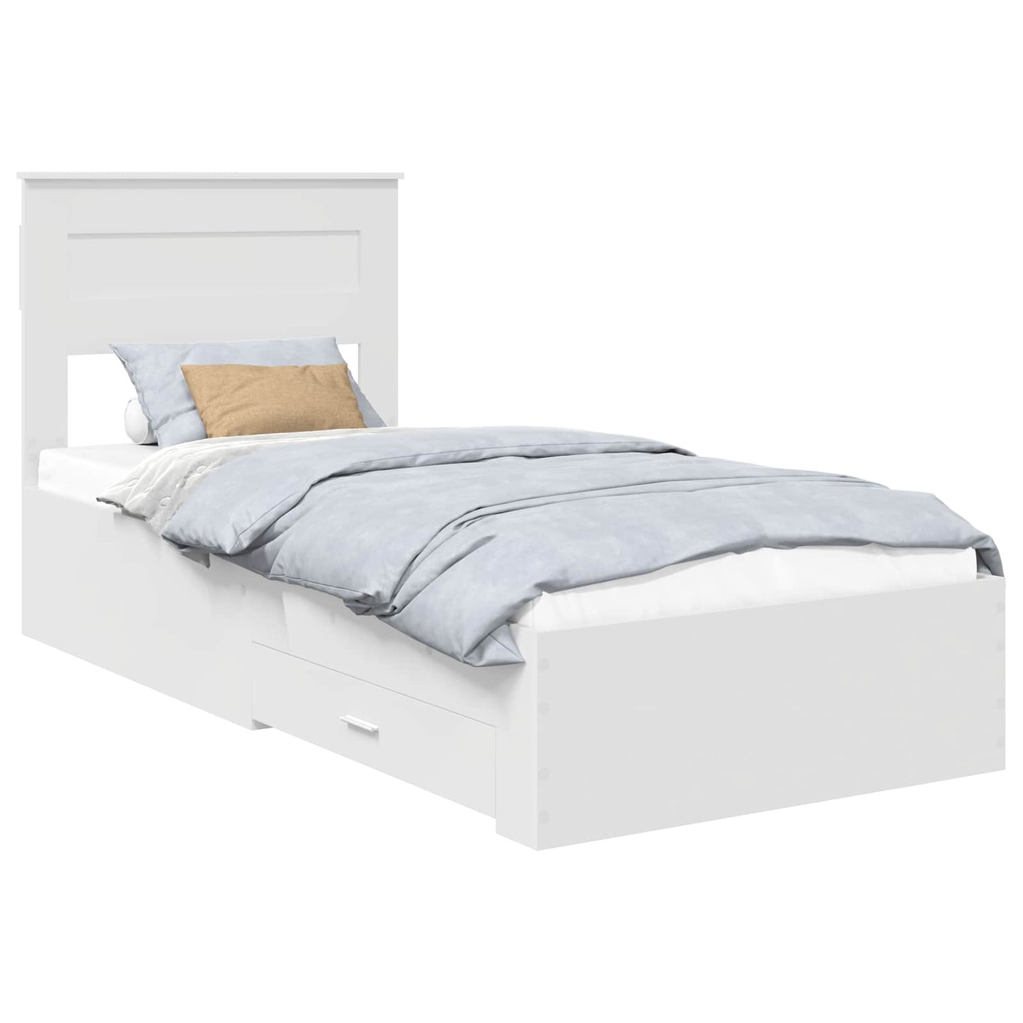 vidaXL Bed Frame with Headboard White 90 x 200 cm Engineered Wood
