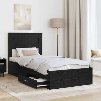 vidaXL Bed Frame with Headboard Black Oak 90 x 200 cm Engineered Wood