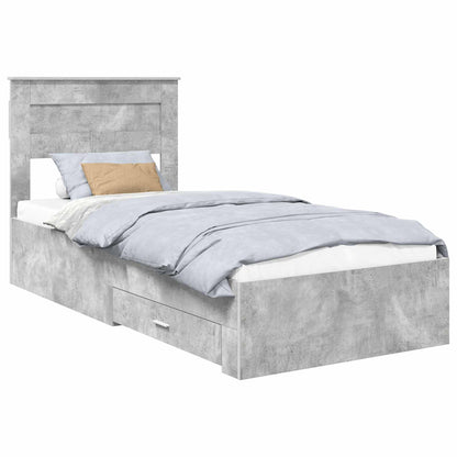vidaXL Bed Frame with Drawer Concrete Grey 90 x 200 cm Engineered Wood
