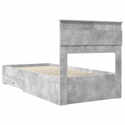 vidaXL Bed Frame with Drawer Concrete Grey 90 x 200 cm Engineered Wood