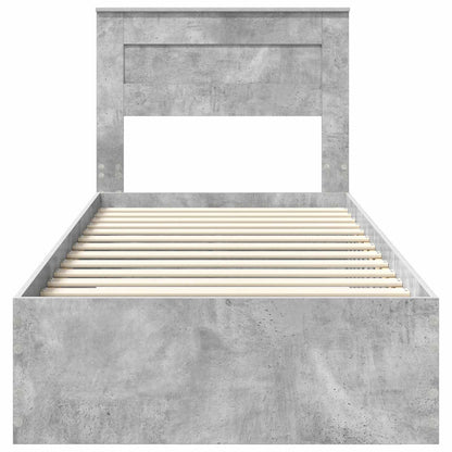 vidaXL Bed Frame with Drawer Concrete Grey 90 x 200 cm Engineered Wood