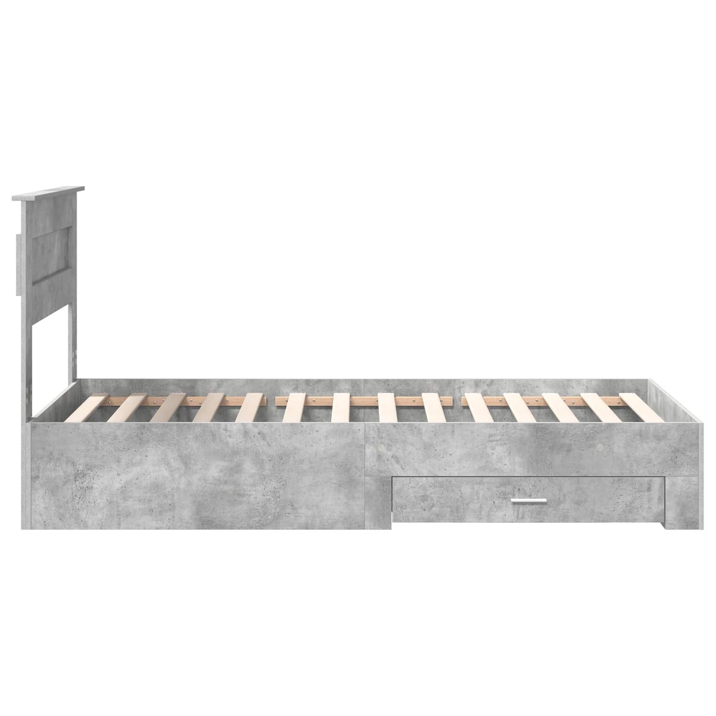 vidaXL Bed Frame with Drawer Concrete Grey 90 x 200 cm Engineered Wood