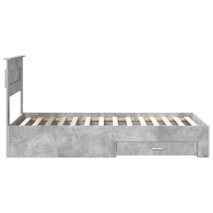 vidaXL Bed Frame with Drawer Concrete Grey 90 x 200 cm Engineered Wood