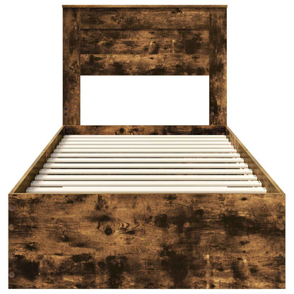 vidaXL Bed Frame with Headboard Smoked Oak 90 x 200 cm Engineered Wood