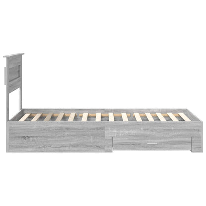 vidaXL Bed Frame with Drawer Grey Sonoma 90 x 200 cm Engineered Wood