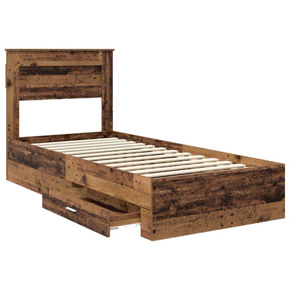 vidaXL Bed Frame with Headboard Old Wood 90 x 200 cm Engineered Wood