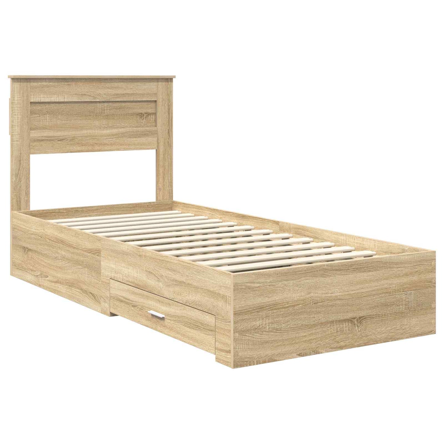 vidaXL Bed Frame Sonoma Oak and Silver 75 x 190 cm Engineered Wood