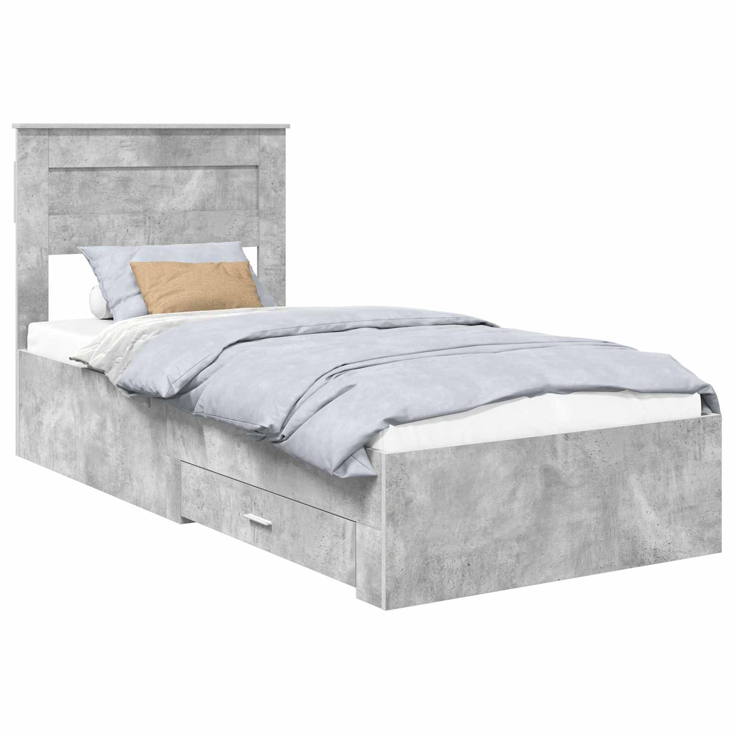 vidaXL Bed Frame Concrete Grey and Silver 75 x 190 cm Engineered Wood