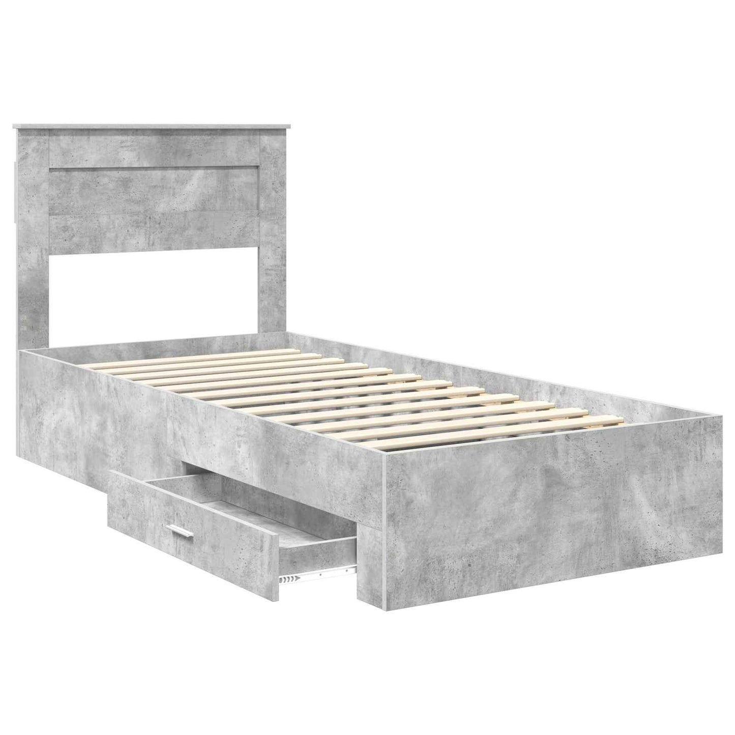 vidaXL Bed Frame Concrete Grey and Silver 75 x 190 cm Engineered Wood