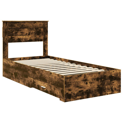 vidaXL Bed Frame Smoked Oak and Silver 75 x 190 cm Engineered Wood
