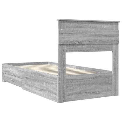 vidaXL Bed Frame Grey Sonoma and Silver 75 x 190 cm Engineered Wood