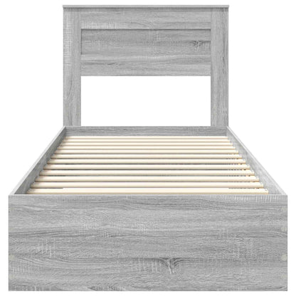 vidaXL Bed Frame Grey Sonoma and Silver 75 x 190 cm Engineered Wood