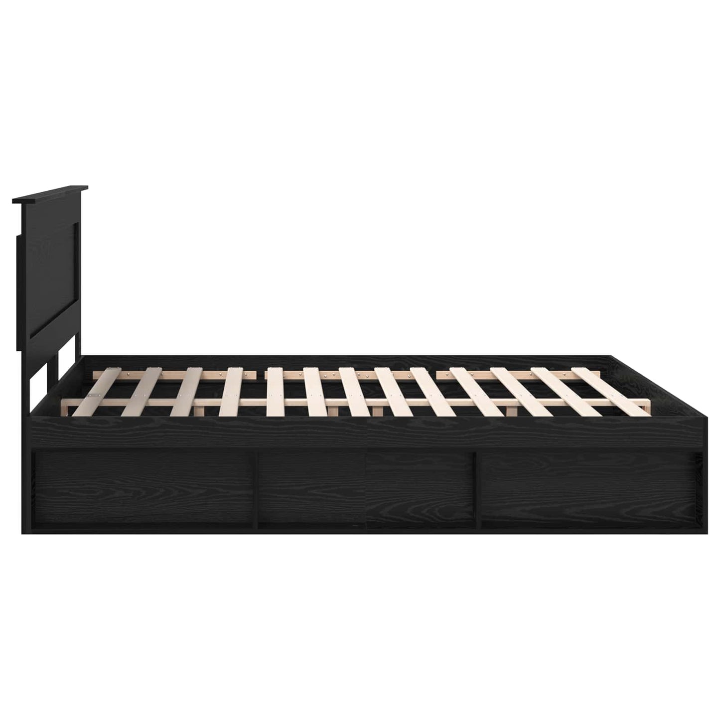 vidaXL Bed Frame with Headboard Black 200 x 200 cm Solid Pine Wood