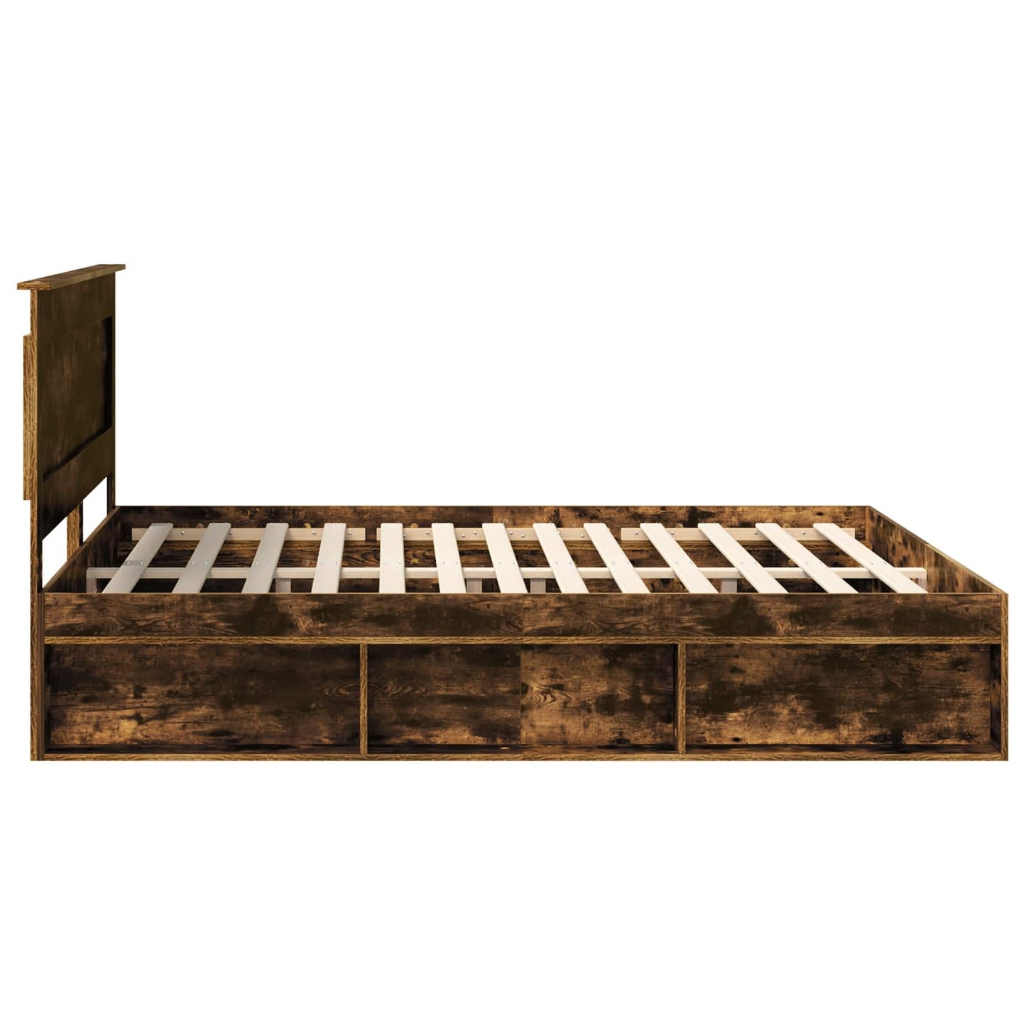 vidaXL Bed Frame Smoked Oak 200 x 200 cm Solid Pine Wood