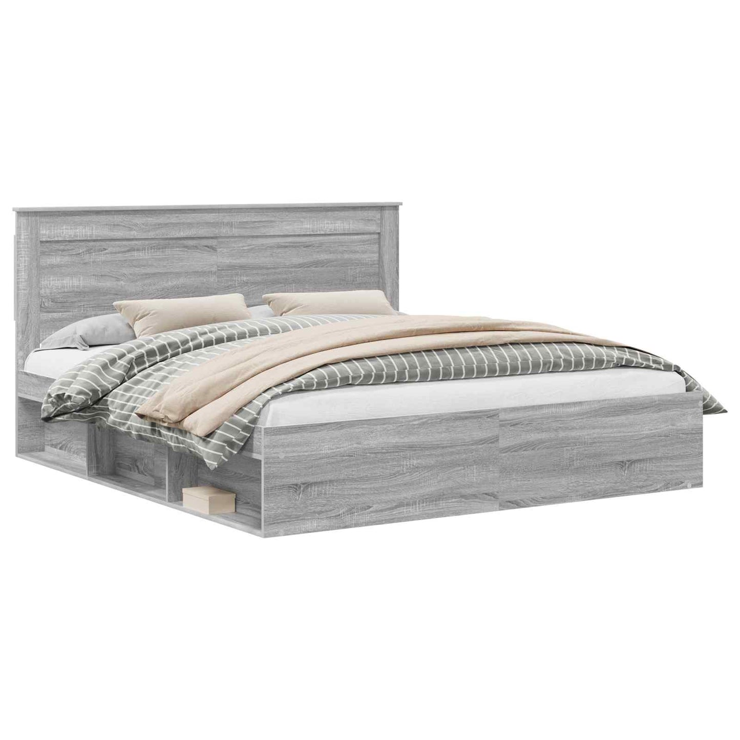 vidaXL Bed Frame Grey Sonoma 200 x 200 cm Solid Pine Wood