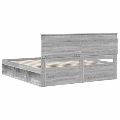 vidaXL Bed Frame Grey Sonoma 200 x 200 cm Solid Pine Wood