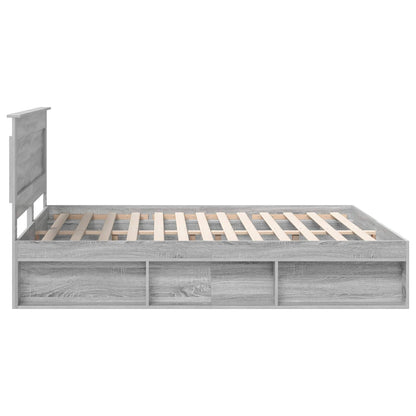 vidaXL Bed Frame Grey Sonoma 200 x 200 cm Solid Pine Wood