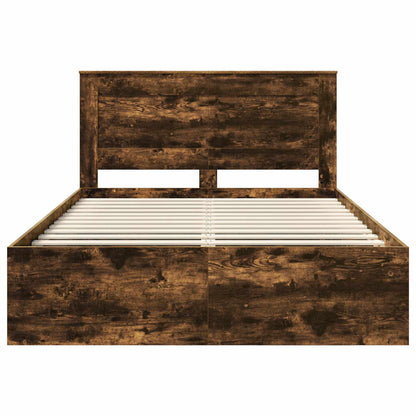 vidaXL Bed Frame Smoked Oak 160 x 200 cm Solid Pine Wood